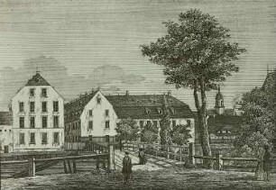 Kattundruckerei Weber, Pletsch und Müller : Kattunfabrik, Ansicht, 19. Jh.