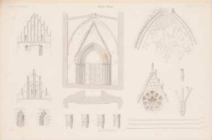 Kloster Chorin: Ansicht Portal, Details (aus: Atlas zur Zeitschrift für Bauwesen, hrsg. v. G. Erbkam, Jg. 4, 1854)