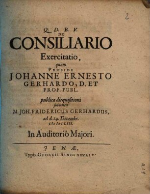 De Consiliario Exercitatio