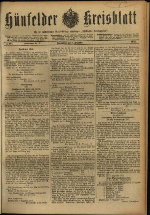 Ausgabe vom Samstag, den 08. Dezember 1917.