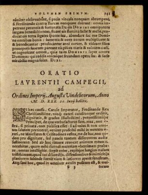 Oratio Laurentii Campegii, ad Ordines Imperii, Augustae Vindelicorum, ...