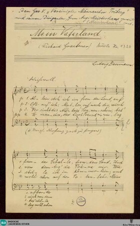Mein Vaterland - Mus. Hs. 1326 : Coro maschile; B|b