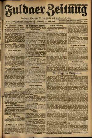 Erste Ausgabe vom Sonntag, den 22. Juni 1924.