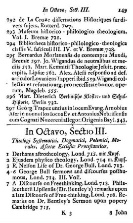Sectio III. Theologi, Systematici, Dogmatici, Polemici, Morales, Ascetæ Ecclesiæ Protestanticæ.