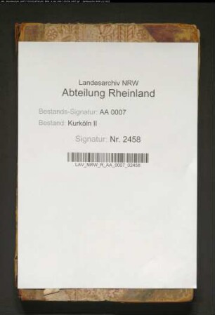 Empfangsverzeichnis rückständiger Gefälle des Amts Odenkirchen