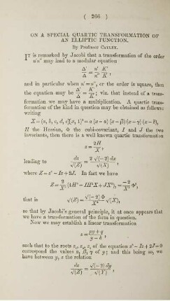 On a special quartic transformation of an elliptic function.