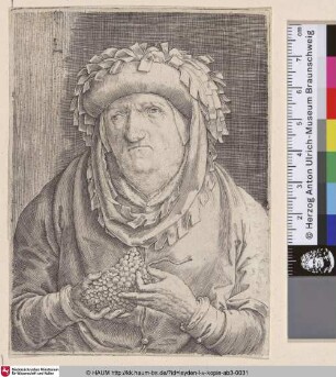 [Alter Mann mit Weintrauben; Old man with grapes]