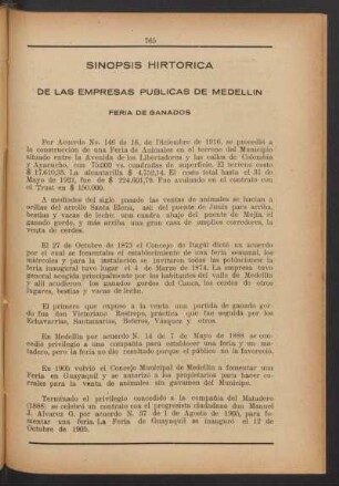 Sinopsis histórica de las empresas públicas de Medellín : Fería de ganados