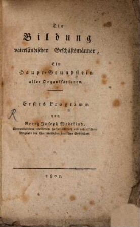 Die Bildung vaterländischer Geschäftsmänner
