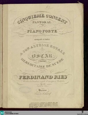 Cinquieme concert pastoral : pour le pianoforte avec accompagnement de grand orchestre; op. 120
