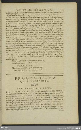 Progymnasma Quintumdecimum. Foßilia