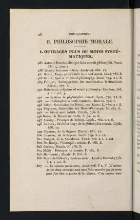 26-46, II. Philosophie Morale - III. Droit de la Nature et des Gens