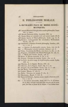 26-46, II. Philosophie Morale - III. Droit de la Nature et des Gens