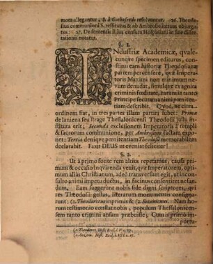 De Theodosio M. Imperatore Excommunicato, Dissertatio Historica
