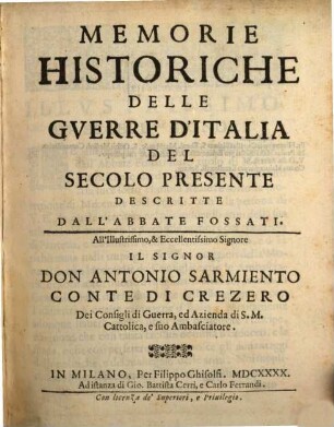 Memorie historiche delle guerre d'Italia del secolo presente