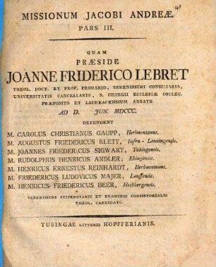 De Jacobi Andreae Vita Et Missionibus Pro Reformanda Ecclesia Lutherana Susceptis, Pars III