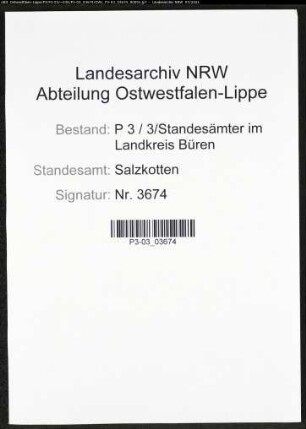 Heiratsregister Standesamt Salzkotten