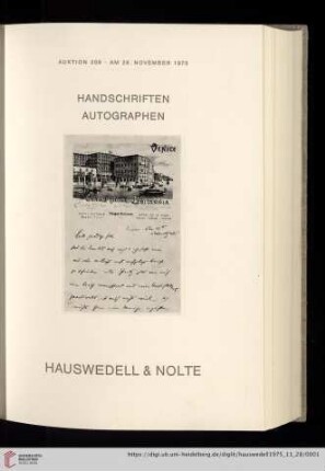 Nr. 209: Auktion: Handschriften, Autographen : Versteigerung Freitag, 28. November