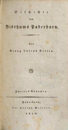 Geschichte des Bisthums Paderborn, 2