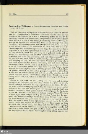 [Stuttgardt. u. Tübingen, b. Cotta: Hermann und Dorothea, von Goethe. 1814. 107 S. 12. : [Jenaische Allgemeine Literatur-Zeitung, Jena u. Lpzg., Nr. 45, v. 1814 März]