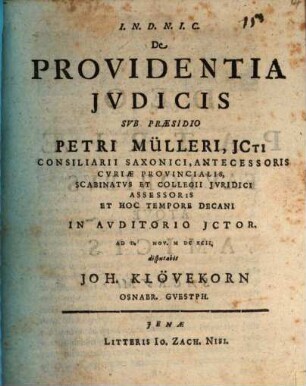 Diss. de providentia iudicis