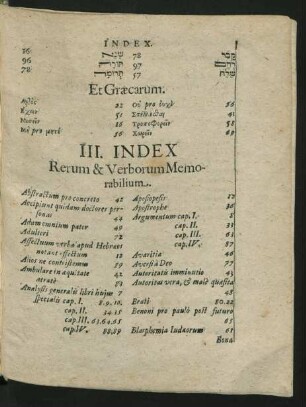 III. Index Rerum & Verborum
