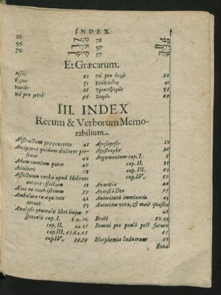 III. Index Rerum & Verborum