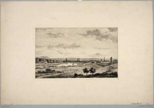 Stadtansicht von Dresden, Blick von der rechten Elbseite in Höhe des Waldschlösschens auf die Altstadt und heutige Neustadt