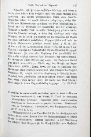 149-150 [Rezension] Noort, Gerardus van, Tractatus de sacramentis