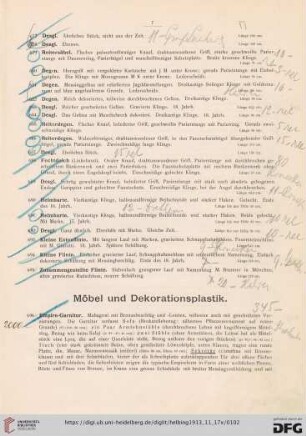 Möbel und Dekorationsplastik (Nr. 696-742)