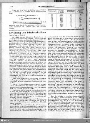 Einrichtung von Schulwerkstätten