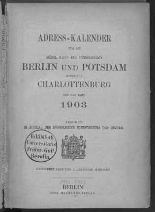 Stempel: Ex Biblioth. Universitatis Frider. Guil. Berolin