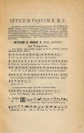 Officium parvum beatae Mariae virginis : Cum cantu ex antiphonario romano