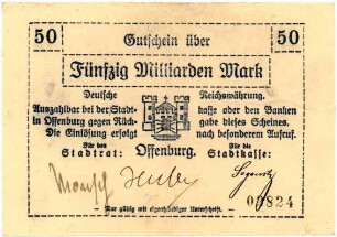 Geldschein / Notgeld, 50 Milliarden Mark