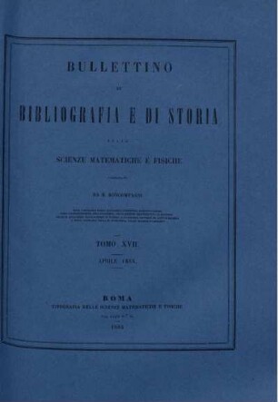 Tomo XVII. Aprile 1884.