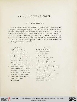 1: Un mot nouveau Copte