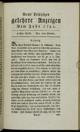 81stes Stück. Den 8ten October.