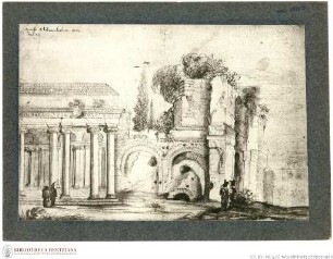 Ansicht eines Portikus mit Ruinen bei San Giovanni in Laterano
