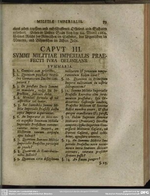 Caput III. Summi Militiae Imperialis Praefecti Iura Delineans
