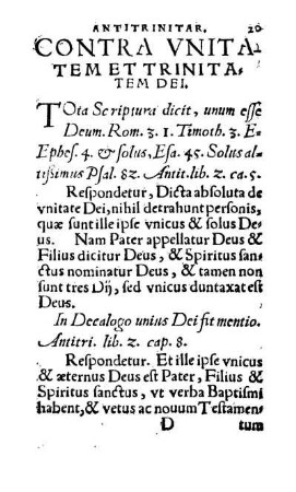 Contra Vnitatem Et Trinitatem Dei
