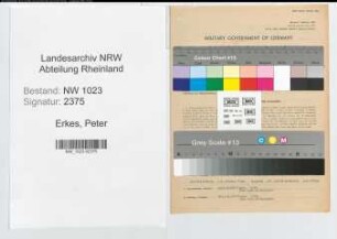 Entnazifizierung Peter Erkes , geb. 07.10.1906 (Arbeiter)