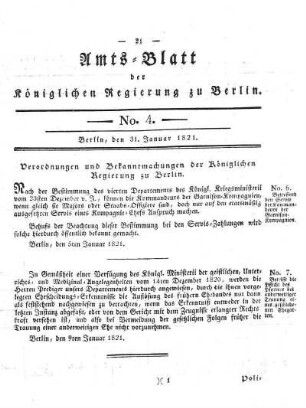 No 4, 31. Januar 1821