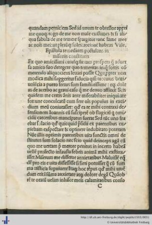 Epistola remedium postulans …