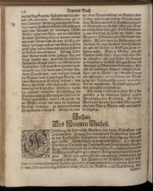 Inhalt des Neunten Buches.