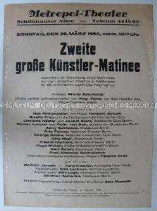 Maueranschlag mit der Ankündingung einer Künstlermatinee
