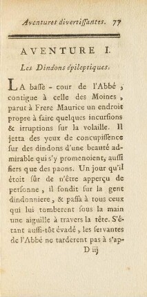 Aventure I. Les Dindons épileptiques