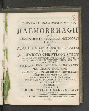 Dispvtatio Inavgvralis Medica De Haemorrhagii