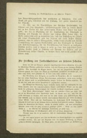 ¬Die¬ Stellung der Volksschullehrer an höheren Schulen