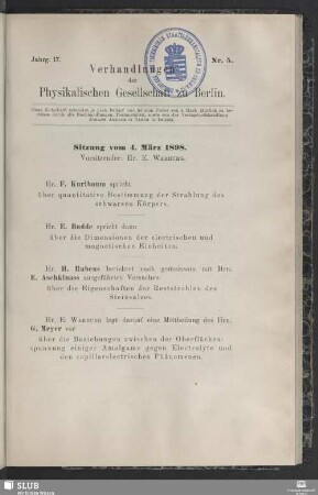 Sitzung vom 4. März 1898