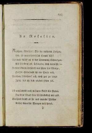 An Rosalien. - Antwort auf vorstehendes Sendschreiben.
